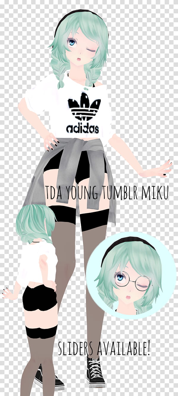 Young Miku | s, girl wearing white and black Adidas t-shirt illustration transparent background PNG clipart