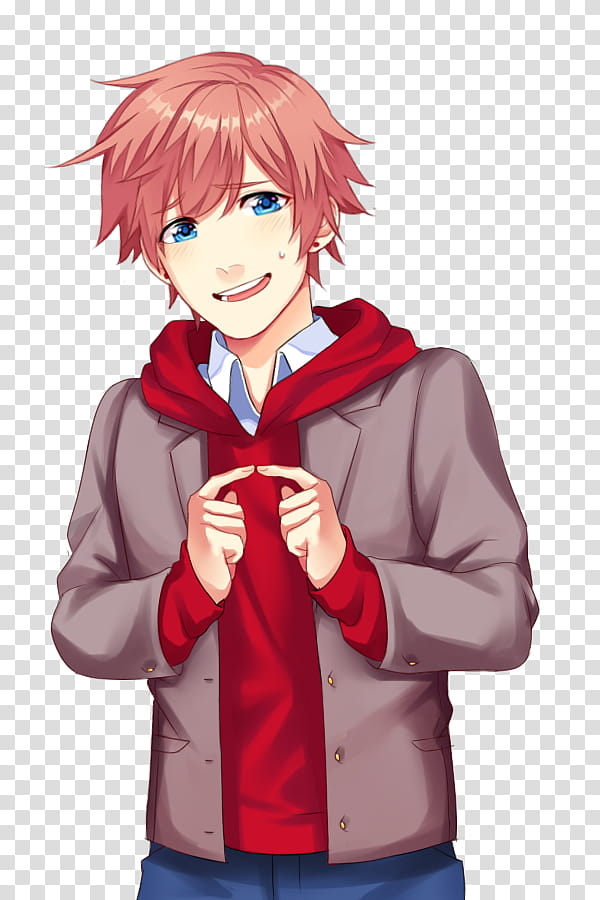 DDLC R All Character Sprites FREE TO USE, pink haired male anime character illustration transparent background PNG clipart