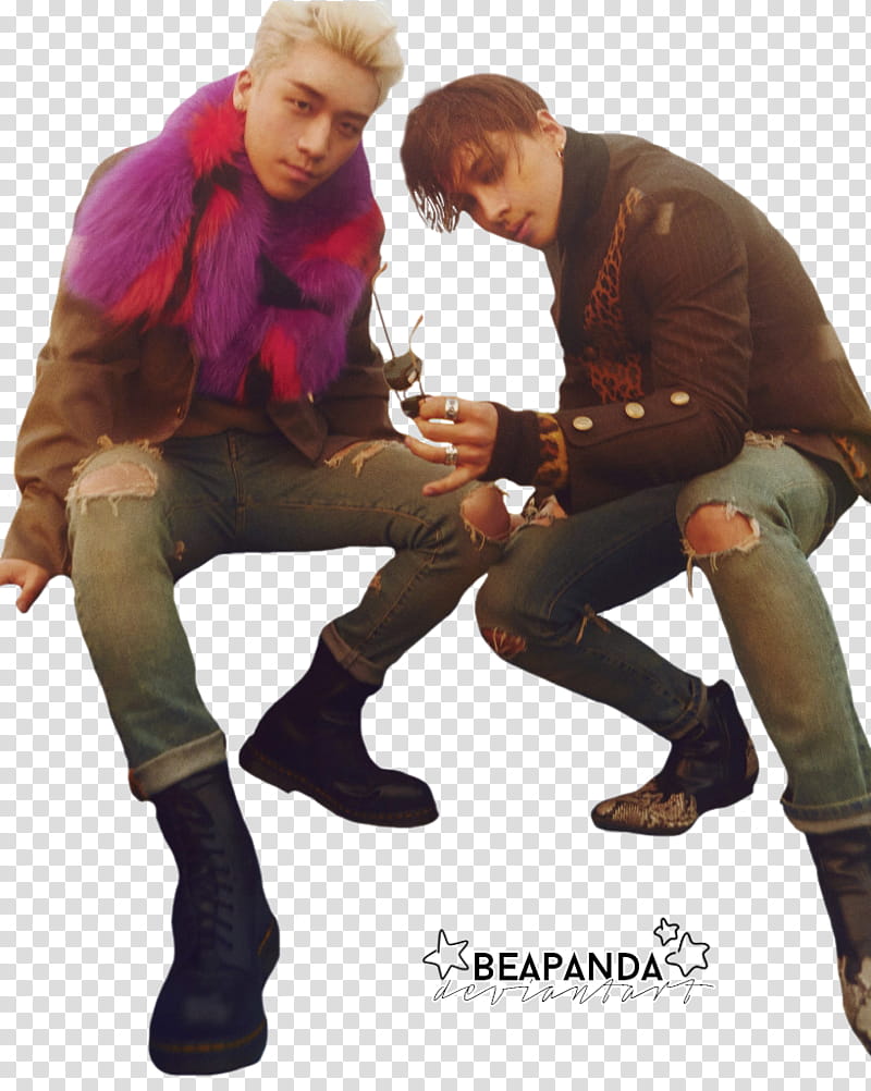 BIGBANG, two men wearing black boots transparent background PNG clipart