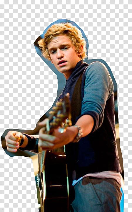 Cody Simpson, man in blue and black sweater playing guitar transparent background PNG clipart