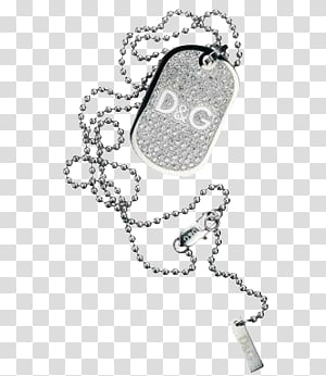 All that glitters 150, oval silver-colored D&G dog tag pendant necklace transparent background PNG clipart thumbnail