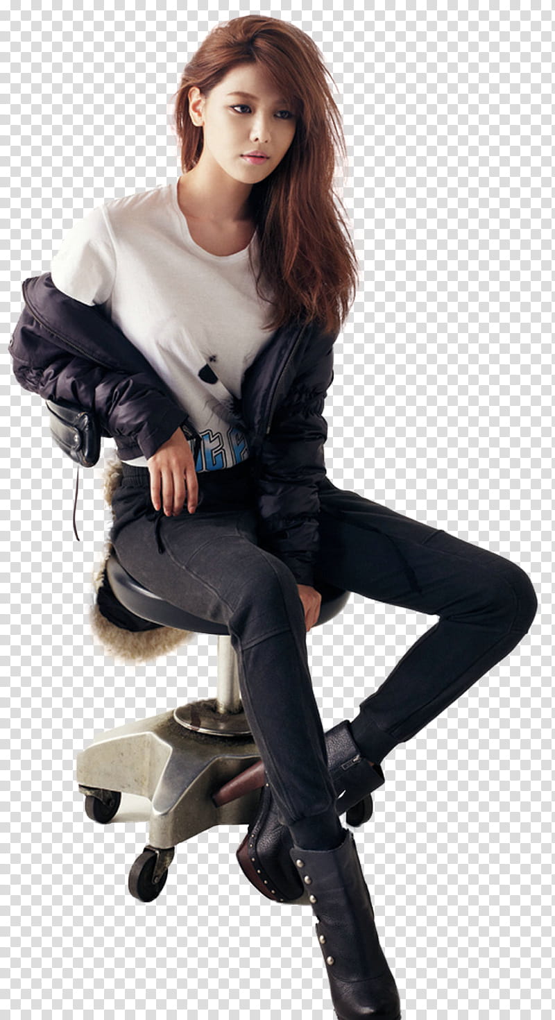 Sooyoung SNSD, woman sitting on swivel chair transparent background PNG clipart