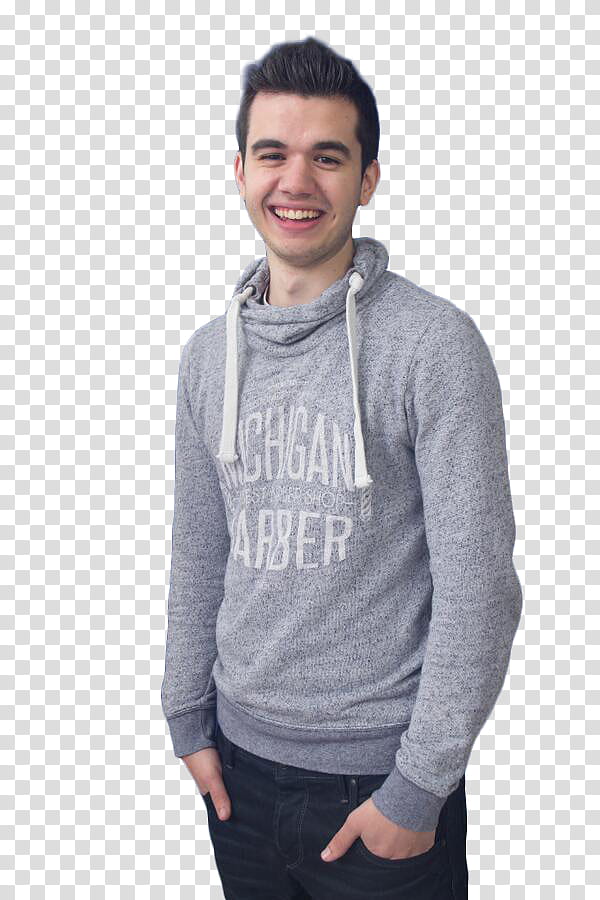 Willy Alex, man wearing gray drawstring pullover hoodie transparent background PNG clipart