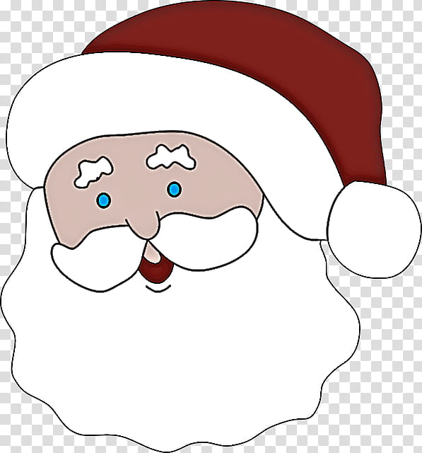 Santa claus, Cartoon, Nose, Head, Cheek, Line, Headgear, Facial Hair transparent background PNG clipart