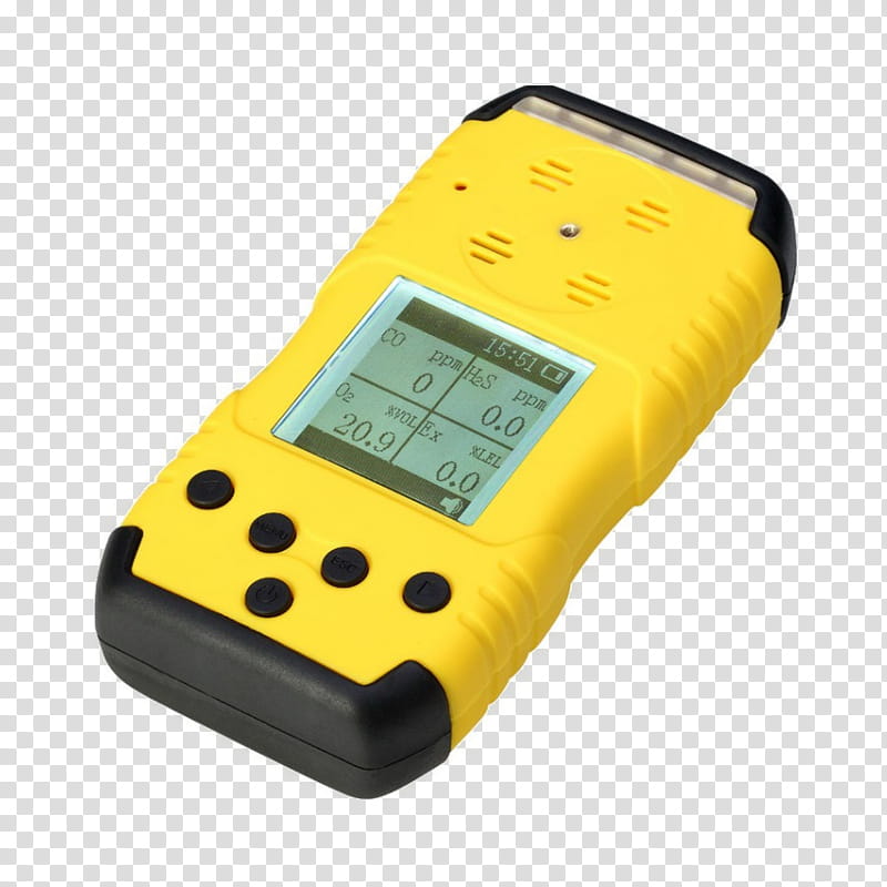 Gas Detectors Yellow, Sensor, Hydrogen Sulfide, Measurement, Carbon Monoxide, Phosgene, Gas Leak, Nitrogen transparent background PNG clipart