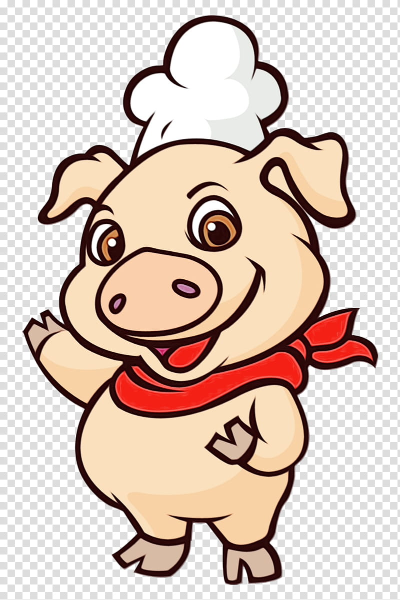 cartoon suidae smile happy, Watercolor, Paint, Wet Ink, Cartoon, Pleased, Domestic Pig, Live transparent background PNG clipart