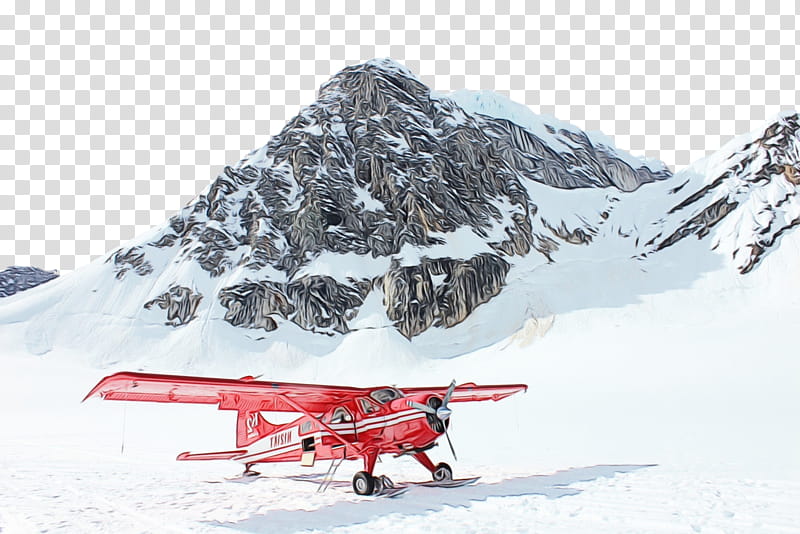 airplane aircraft light aircraft vehicle glacial landform, Watercolor, Paint, Wet Ink, Glacier, Geological Phenomenon, Mountain, Propellerdriven Aircraft transparent background PNG clipart