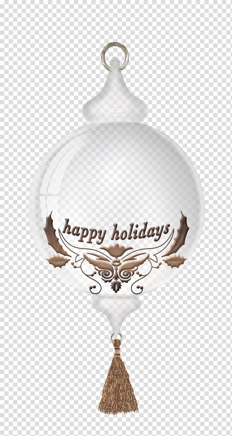 glass Christmas balls, white Happy Holidays ball ornament transparent background PNG clipart