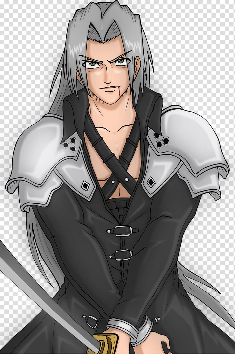Sephiroth, man holding sword anime character illustration transparent background PNG clipart