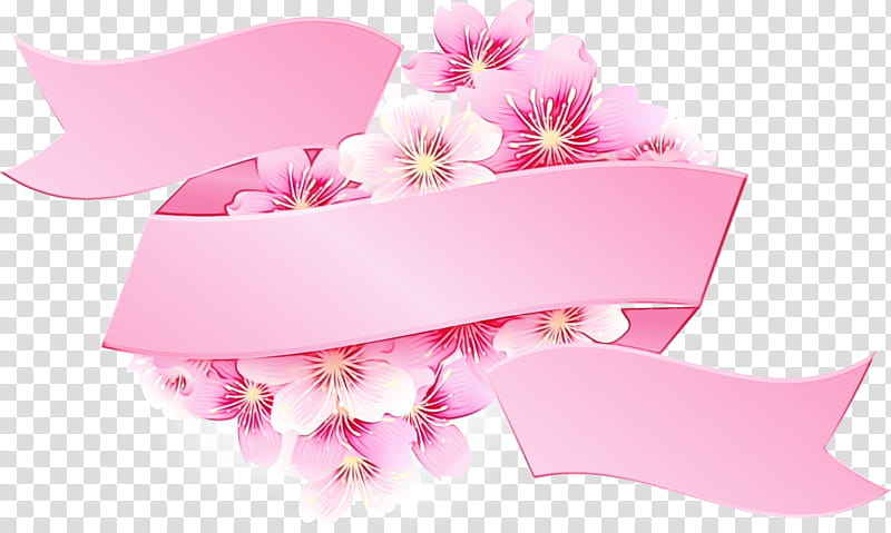 Flower Background Ribbon, Pink Ribbon, Red Ribbon, Awareness Ribbon, Petal, Plant, Blossom, Cherry Blossom transparent background PNG clipart
