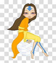 ATLA female airbender, woman wearing orange dress illustration transparent background PNG clipart