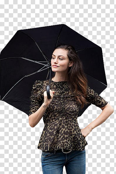 PHOEBE TONKIN  S, woman holding black umbrella transparent background PNG clipart