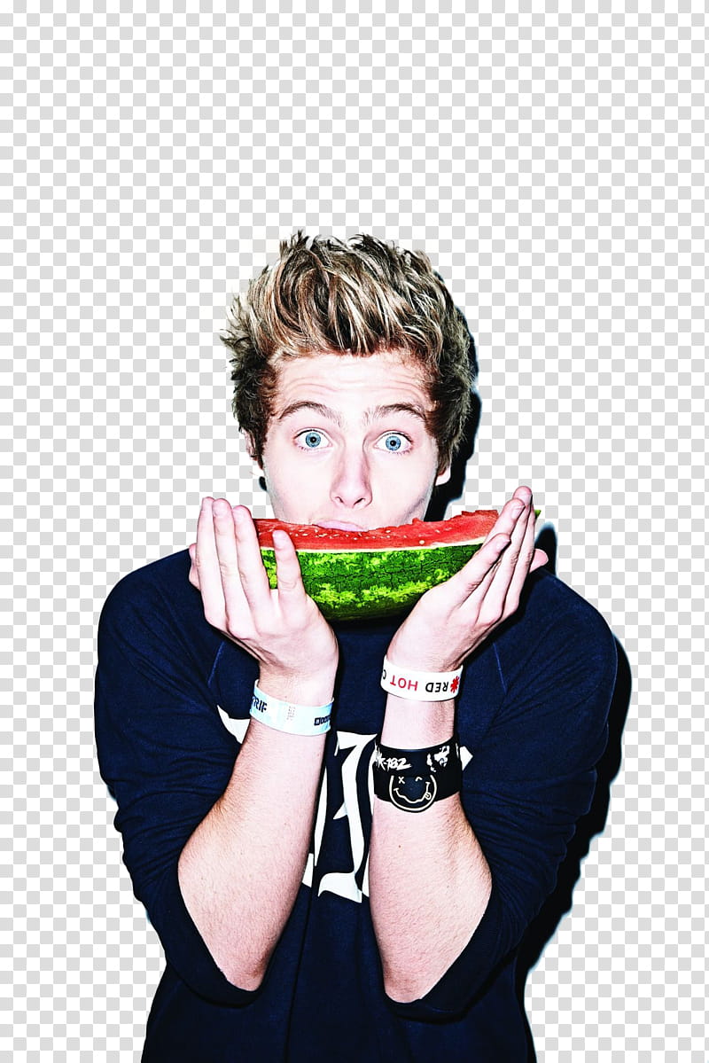 Seconds Of Summer , man biting watermelon transparent background PNG clipart