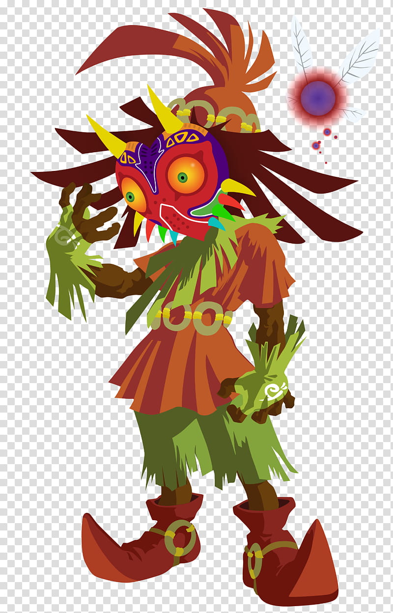 Skull Kid Legend of Zelda Majora Mask, red and black butterfly decor transparent background PNG clipart