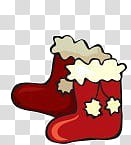 Navidad, red Christmas socks illustration transparent background PNG clipart