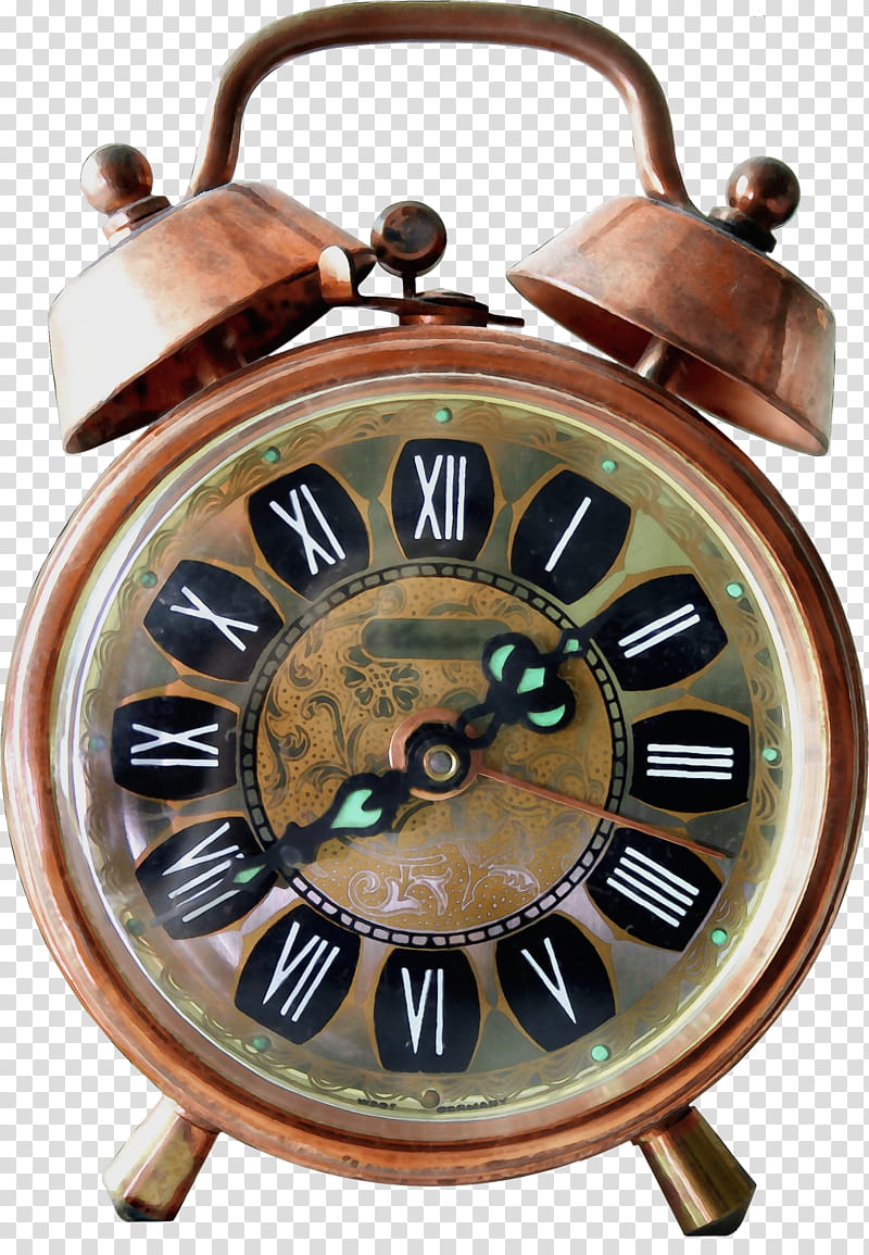 clock alarm clock home accessories antique brass, Watercolor, Paint, Wet Ink, Copper, Interior Design, Analog Watch, Metal transparent background PNG clipart