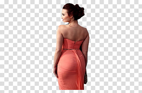 Demi Lovato, woman wearing pink sweetheart dress transparent background PNG clipart