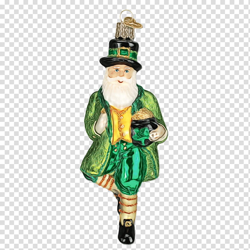 Saint patrick's day, Watercolor, Paint, Wet Ink, Leprechaun, Holiday Ornament, Figurine, Decorative Nutcracker transparent background PNG clipart