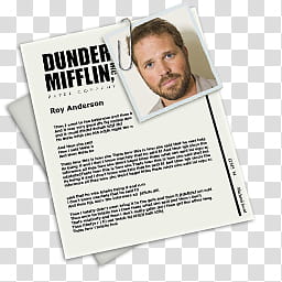 The Office Collection, Dunder Mifflin Roy Anderson resume illustration transparent background PNG clipart