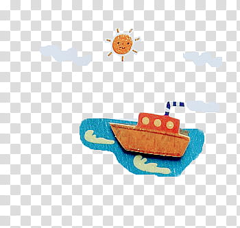 more little, orange boat under the sun illustration transparent background PNG clipart