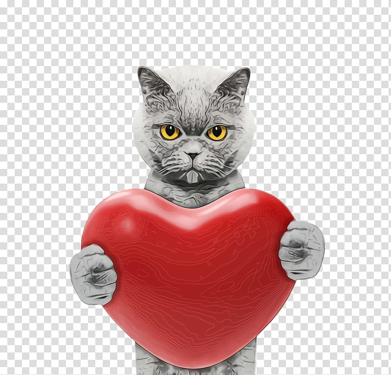 cat red figurine small to medium-sized cats kitten, Watercolor, Paint, Wet Ink, Small To Mediumsized Cats, Toy, Heart, Whiskers transparent background PNG clipart