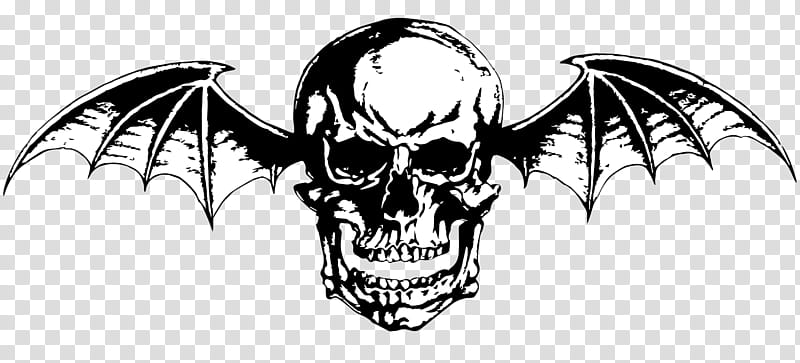 Avenged Sevenfold Deathbat B W Logo, gray and black skull illustration transparent background PNG clipart