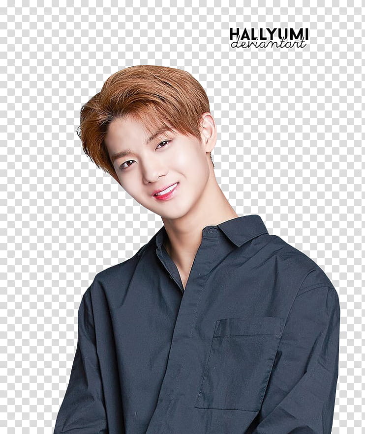 Wanna One, smiling man wearing black sport shirt transparent background PNG clipart