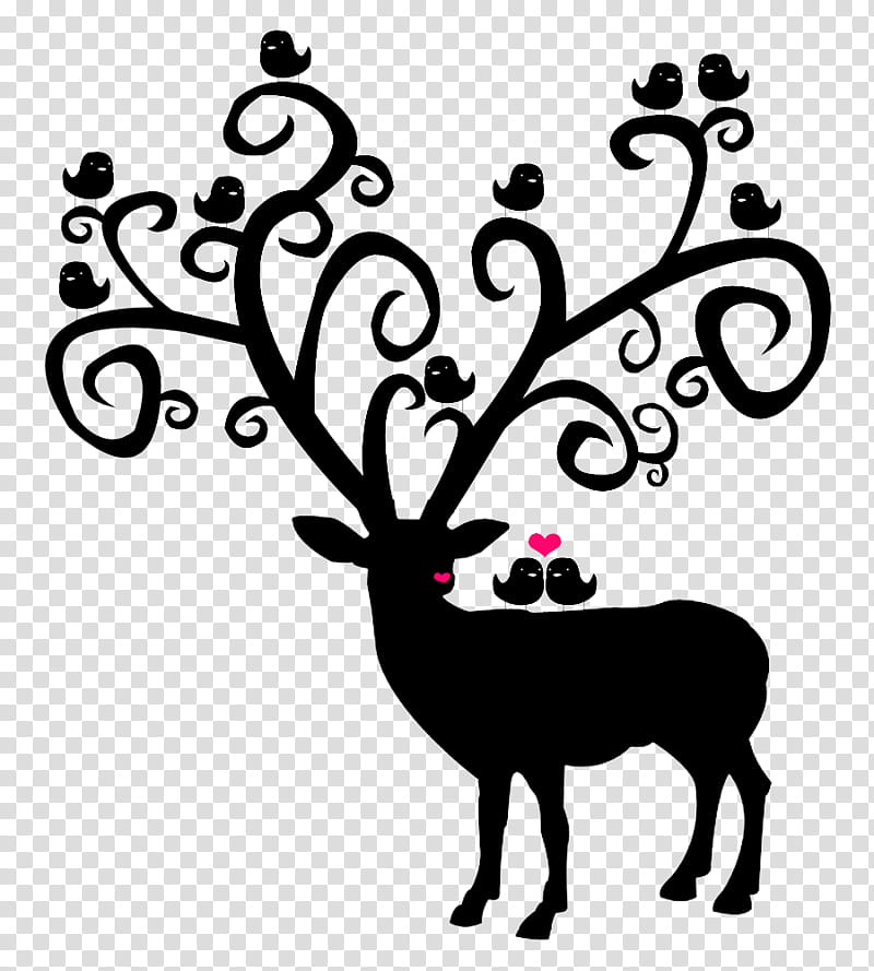 Black And White Flower, Reindeer, Stencil, Christmas Day, Silhouette, Text, Gift, Air Brushes transparent background PNG clipart