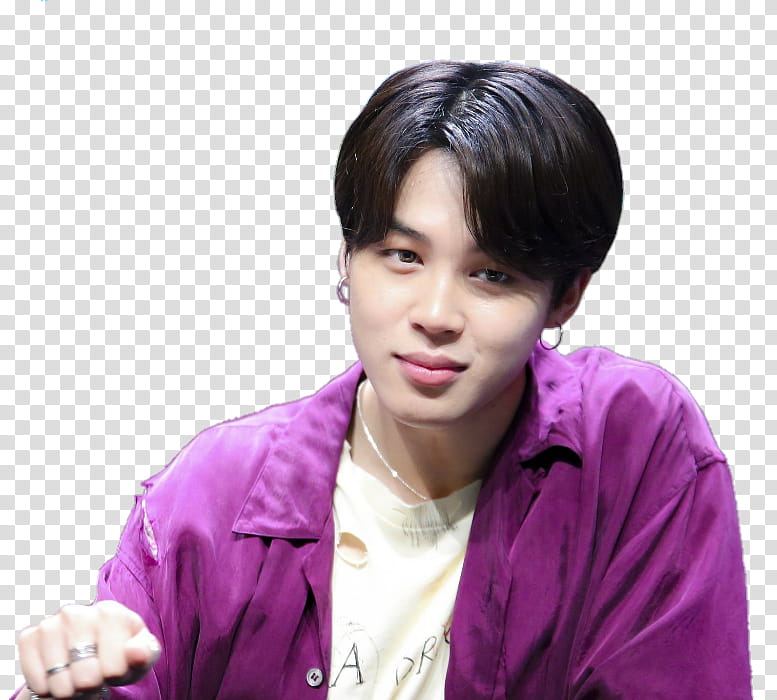 Park Jimin, man wearing purple button-up top transparent background PNG clipart