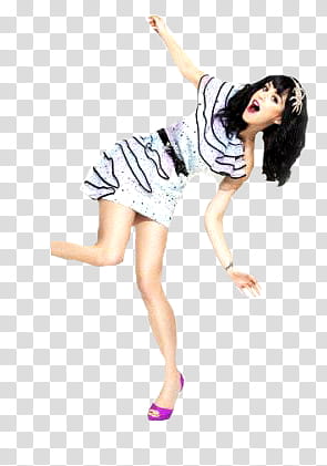 KatyPerry, women's white and black floral dress transparent background PNG clipart