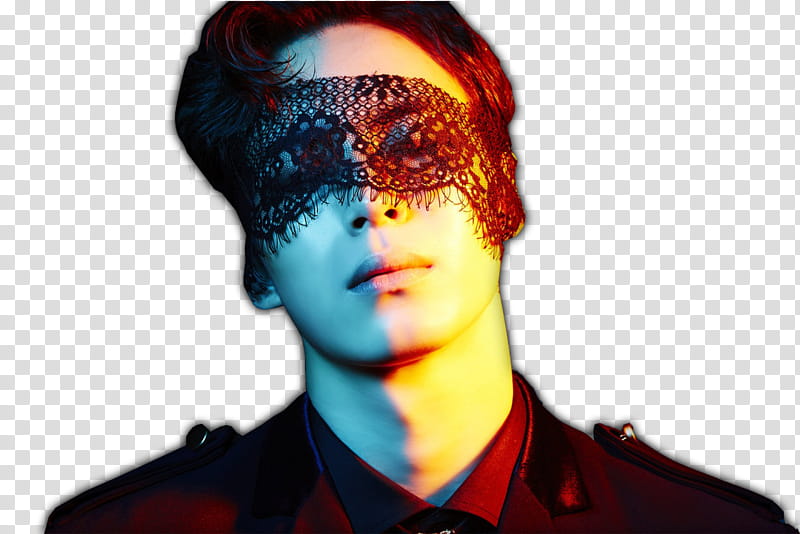 man covering his face with lace blindfold transparent background PNG clipart