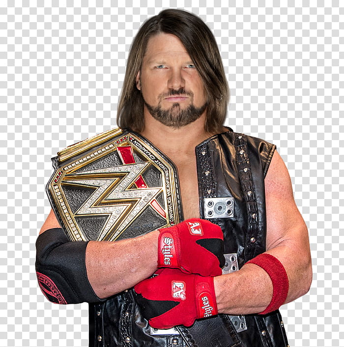 AJ Styles WWE Champion with Red Attire  transparent background PNG clipart