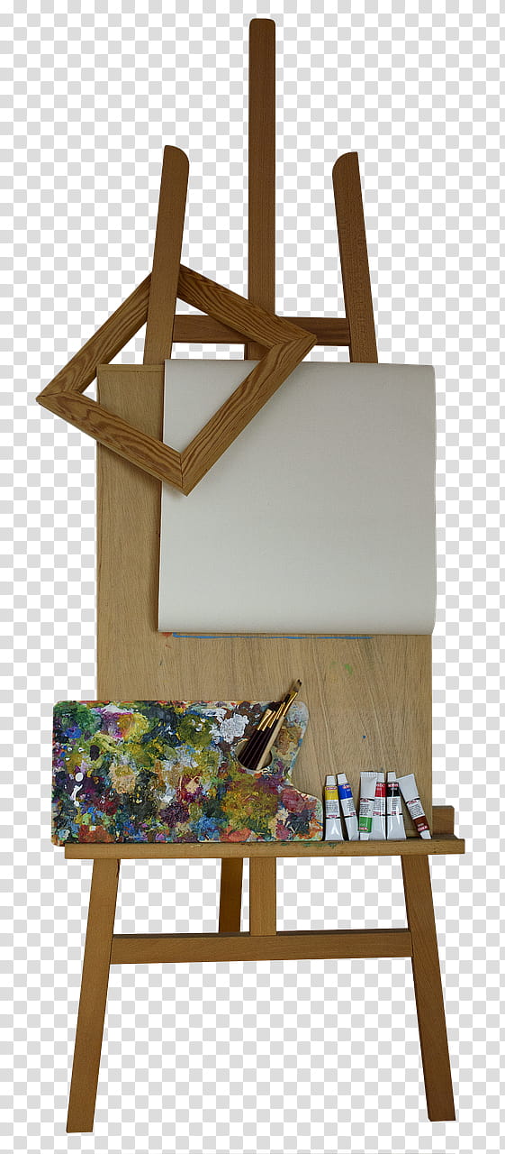 Wooden Table, Easel, Wooden Easel, Painting, Canvas, Creativity, Frames, Portrait transparent background PNG clipart