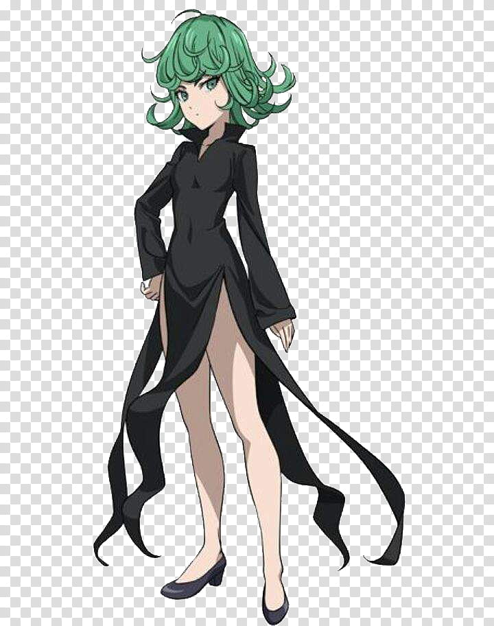 Hitsu One Punch Man, green-haired female anime character transparent