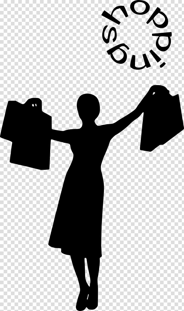 Girl, Woman, Silhouette, Shopping, Marketplace, Shopping Centre, Symbol, Blackandwhite transparent background PNG clipart