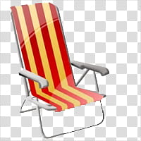 Summer , red and yellow striped deckchair illustration transparent background PNG clipart