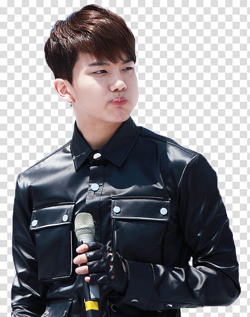 YoungJae BAP , man wearing black jacket transparent background PNG clipart