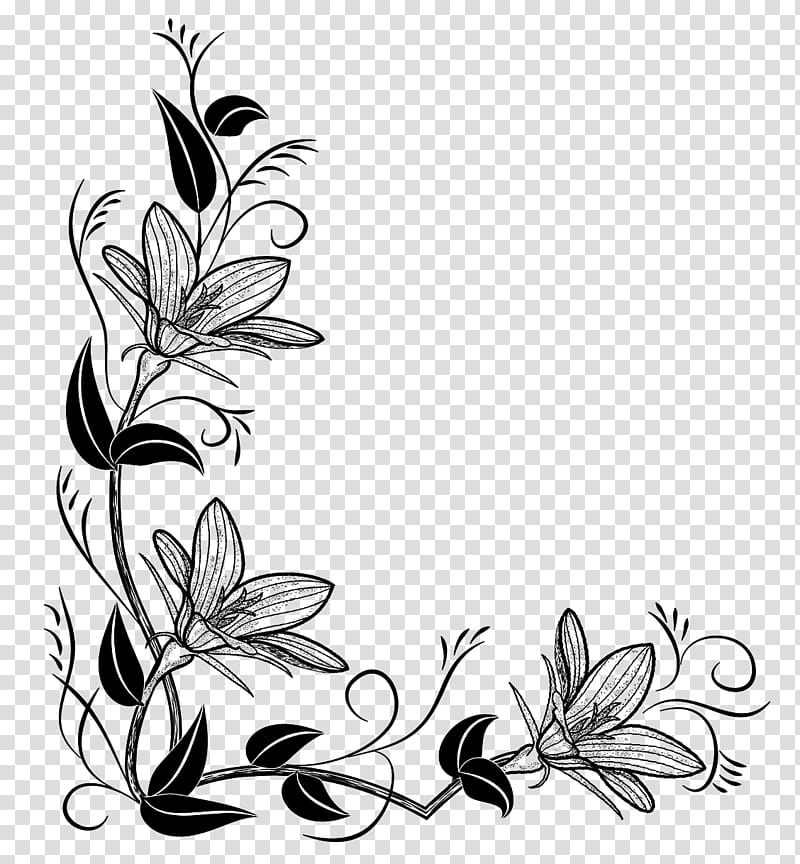 Flowers Brushes Sets, black and gray flower fram e transparent background PNG clipart