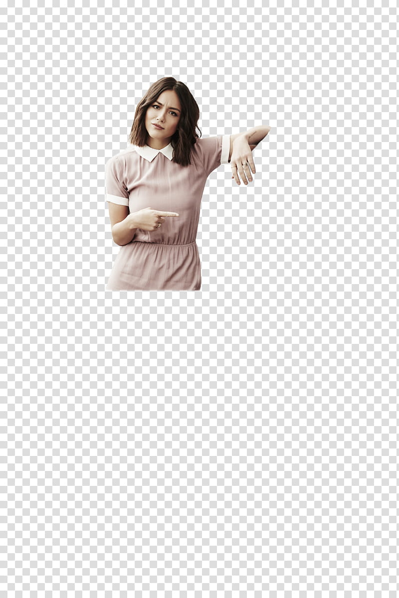 Chloe Bennet, woman pointing her left hand transparent background PNG clipart