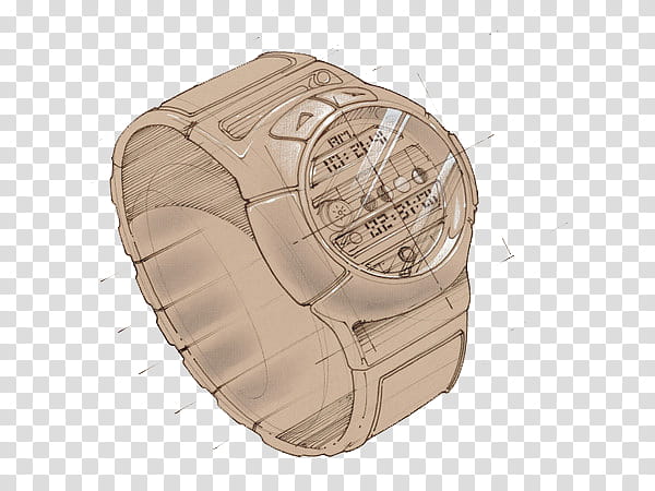 round brown digital watch with link bracelet transparent background PNG clipart