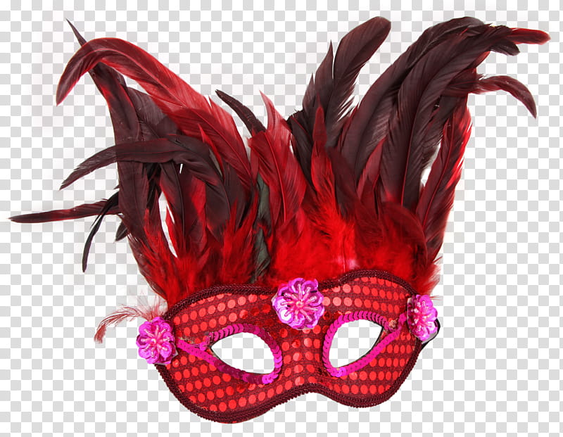 red mask, red feather mask transparent background PNG clipart