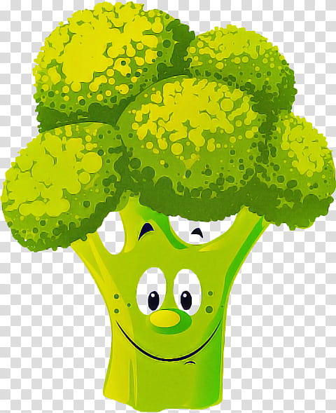 green broccoli leaf vegetable cartoon vegetable, Plant, Smile transparent background PNG clipart