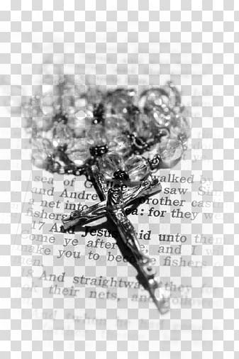 Spiritual Stamps, grayscale graphy of rosary transparent background PNG clipart