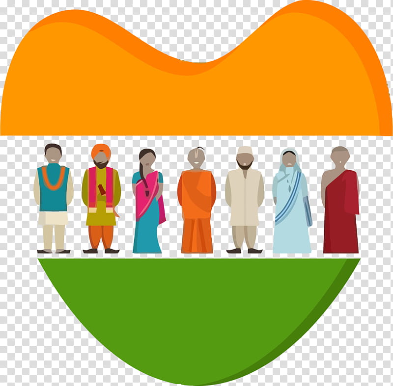 Happy India Republic Day, People, Orange, Line, Conversation, Sharing transparent background PNG clipart