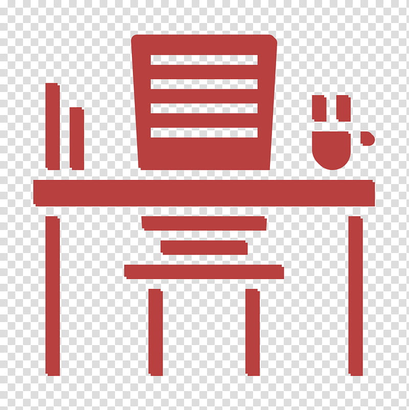 Desk icon Classroom icon Office Stationery icon, Red, Furniture, Line, Chair, Table, Logo transparent background PNG clipart