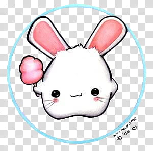 kawaii, pink and white bunny art transparent background PNG clipart