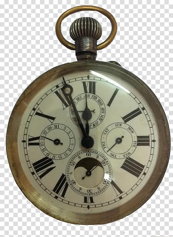 Antique Clock , gold-colored pocket watch transparent background PNG clipart