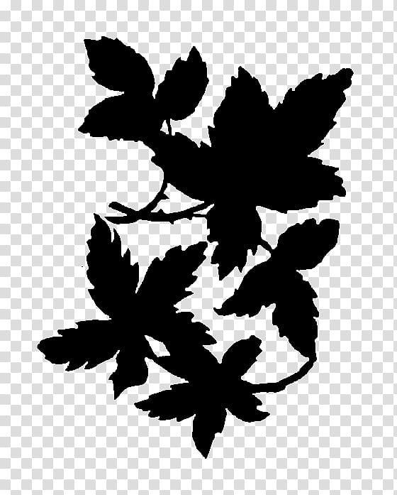 Tree Leaves, Flower, Silhouette, Leaf, Branching, Plants, Blackandwhite, Grape Leaves transparent background PNG clipart