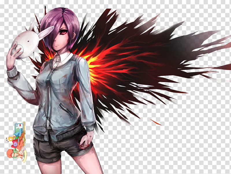 Rabbit Touka (Tokyo Ghoul), Render v, short purple-haired female character transparent background PNG clipart