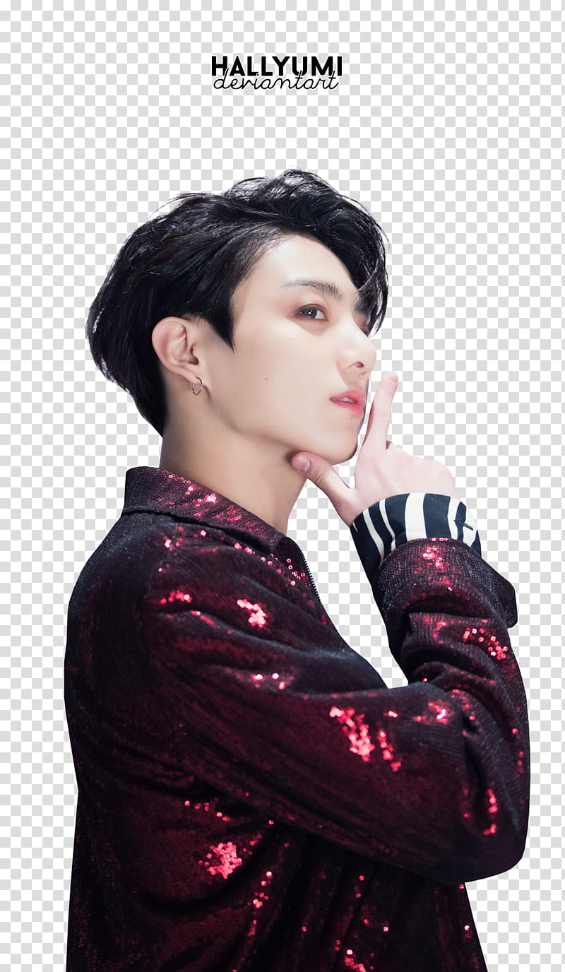 JungKook FAKE LOVE, man in maroon jacket transparent background PNG clipart